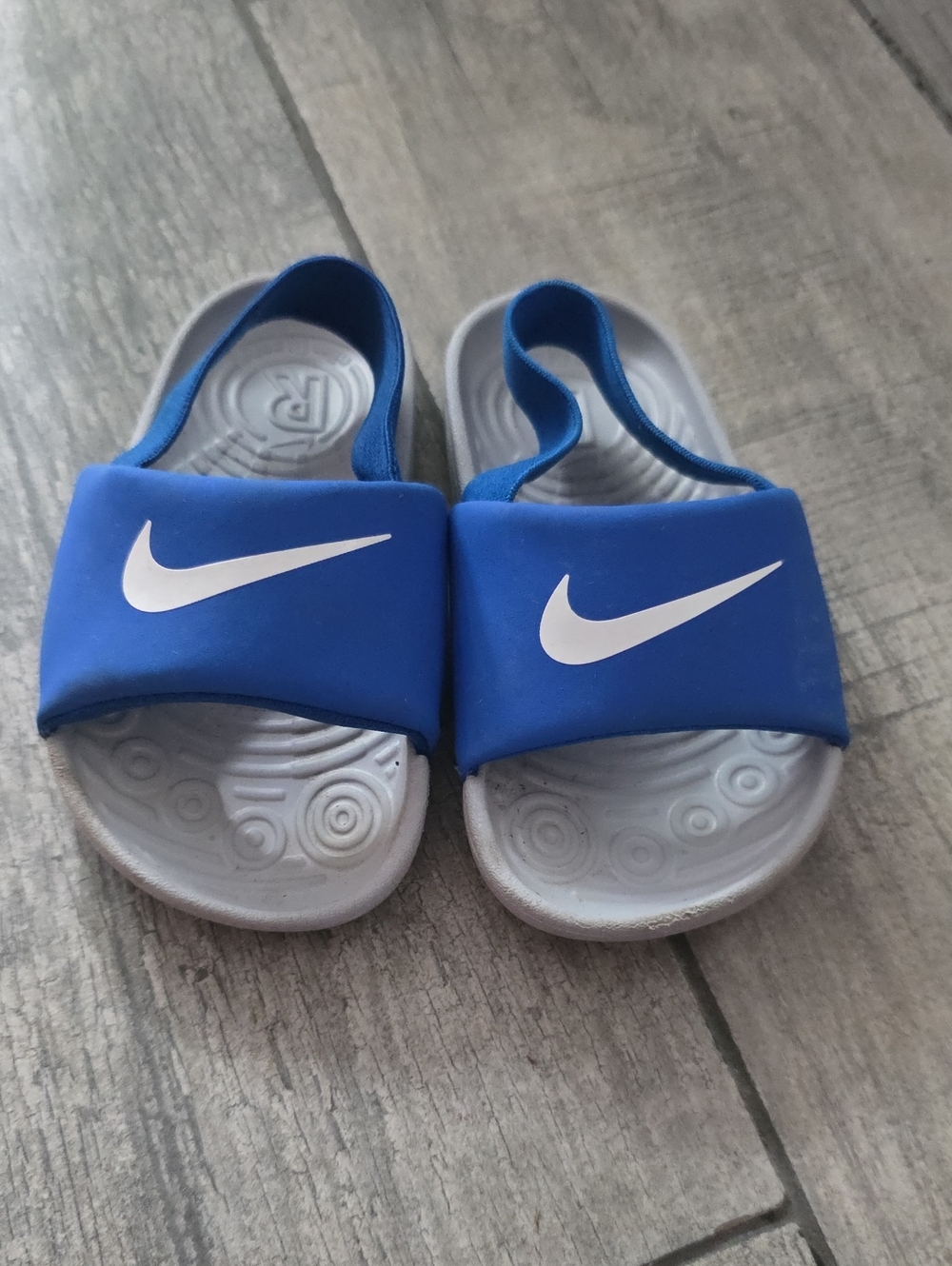 Nike Toddler 6C Royal Blue Slide Sandals with White Swoosh